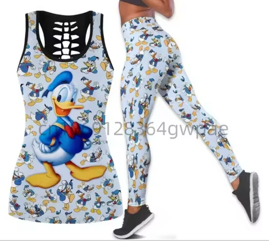 Disney Donald Duck Hollow Tanktop Legging Sets | Women's Day Gift
