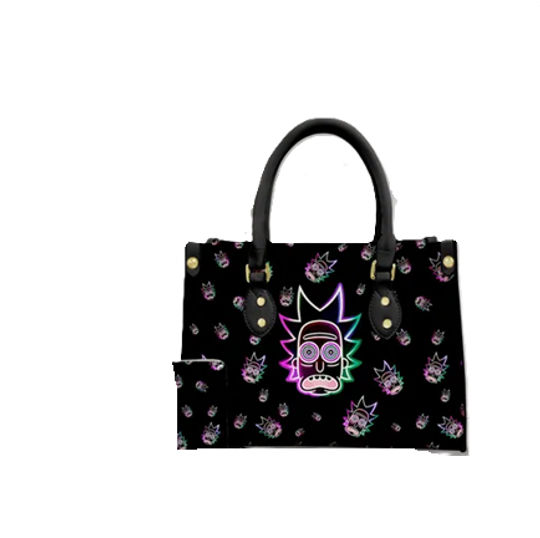 Psychedelic Rick And Rickandmorty Leather Handbag, Rick And Rickandmorty Bag, Shoulder Bag, Gift For Her