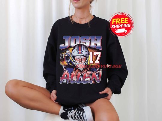 Josh Allen Crewneck Sweatshirt Vintage Josh Allen Graphic Tee 90s Style Sweater Unisex Gifts for Him and Her