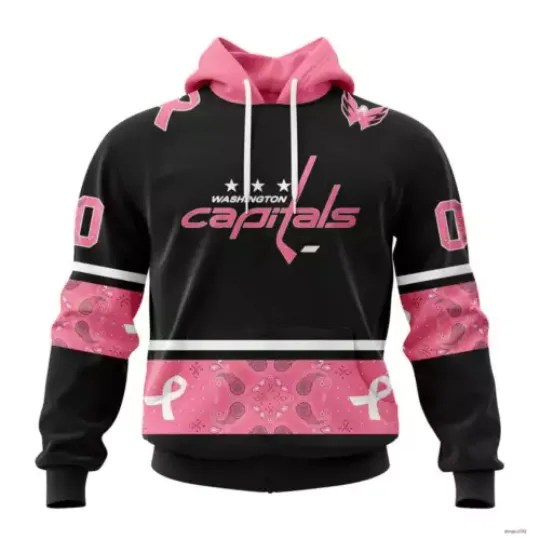 Custom Washington Capita.l.s Specialized Paisley PINK BREAST CANCER Hoodie Shirt