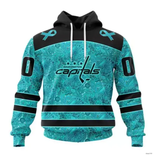 Custom Washington Capita.l.s Special Design Fight Ovarian Cancer Hoodie