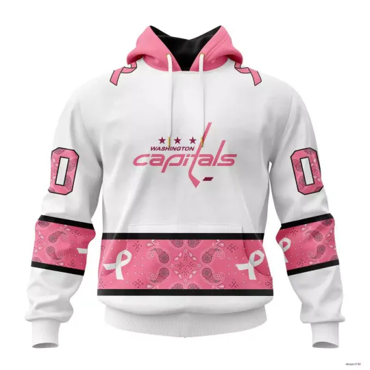 Custom Washington Capita.l.s In With PaisleyPINK BREAST CANCER Hoodie
