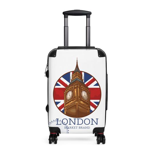 TheMarketBrandLA London-Themed Suitcase, Perfect for Travelers, Vacation, Gift for Adventurers, Stylish Luggage