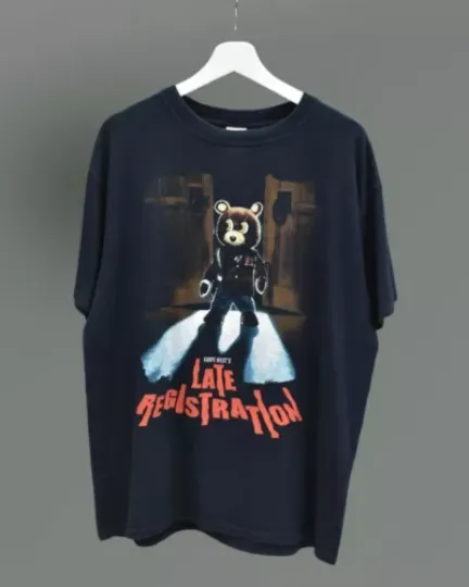 Kanye West Late Registration 90s basic black Reprint T shirt