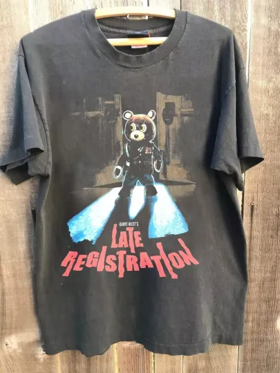 Kanye West College Dropout Bear Graphic Charcoal Unisex Tshirt