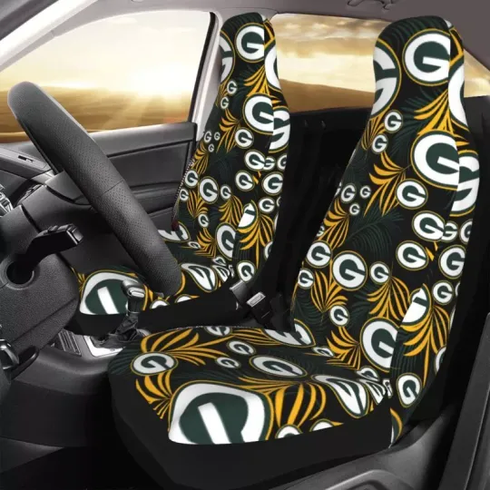 2pcs Green Bay Packers Elastic Car Seat Covers Printed Seat Cover Universal