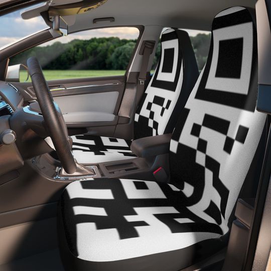 QR Print Car Seat Cover, Black and White Cyber Truck Seat Cover, Jeep SUV Sedan Tesla Vehicle Car Accessory for Techie Unique Tech Geek Gift