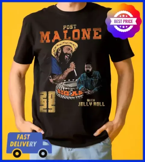 Post Malone and Jelly Roll Big Ass Stadium Tour 2025 T-Shirt