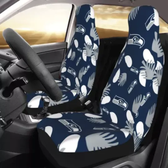 2pcs Seattle Seahawks Elastic Car Seat Covers Car Front Rear Protectors Decor