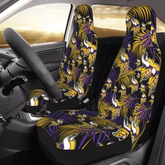 2pcs Minnesota Vikings Elastic Car Seat Covers Printed Seat Cover Universal