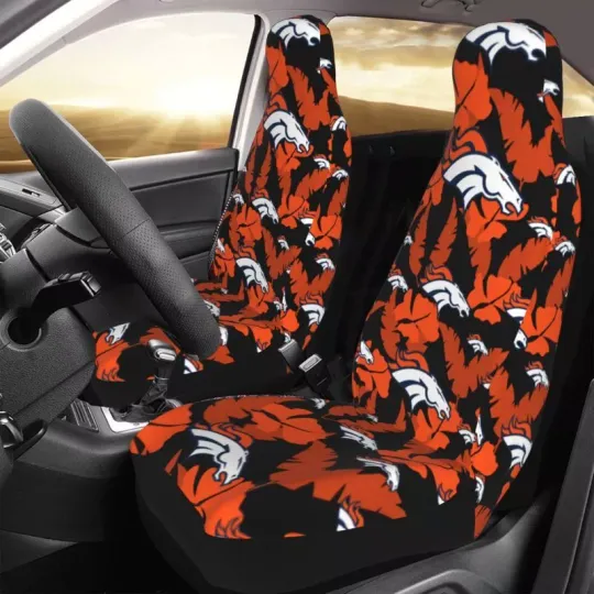 2pcs Denver Broncos Elastic Car Seat Covers Hawaii Style Print Seat Cover