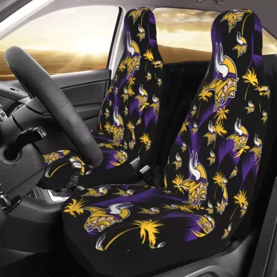 2pcs Minnesota Vikings Elastic Car Seat Covers Hawaii Printed Seat Cover Soft