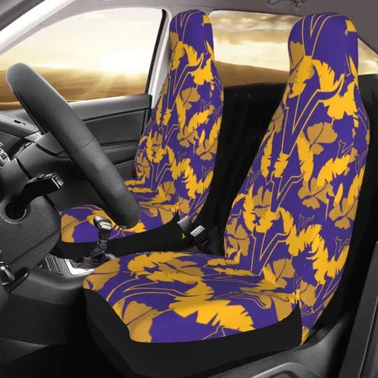 2pcs Minnesota Vikings Elastic Car Seat Covers Hawaii Style Print Seat Cover