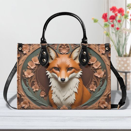 Discover Fox 3D Print Bag Vegan Leather Cute Handbags Shoulder Bag