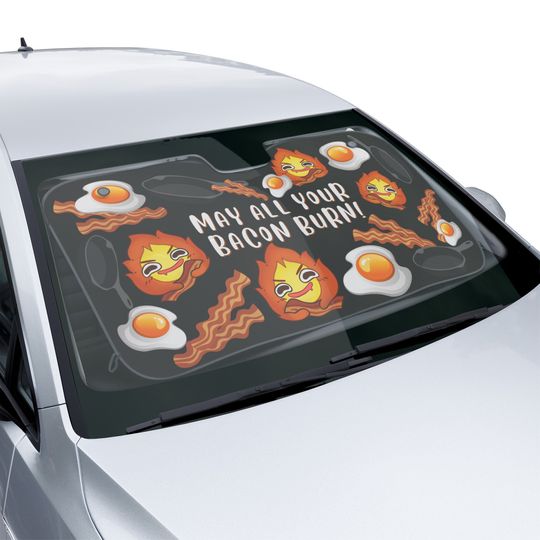 Black Calcifer White Car Sunshades Car Visor Studio Ghibli Visor sunshade Vehicle Visor Sun Visor Howl's Windshield Visor Anime Fire Demon