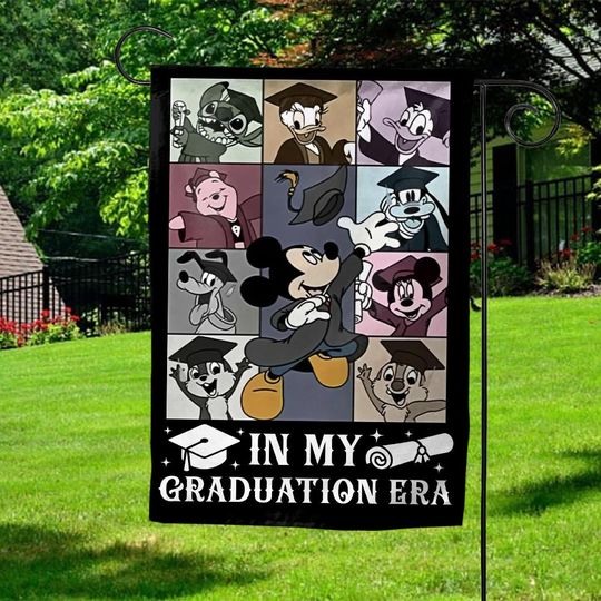 Mickey And Friends Graduate Garden Flag/Disney Graduate Class of 2025/Disney Senior Trip 2025Flag/Tassel to the Castle Garden Flag