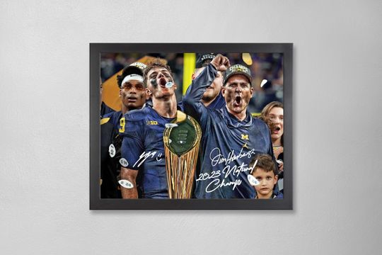 JJ McCarthy and Jim Harbaugh Michigan Wolverines National Champions Poster