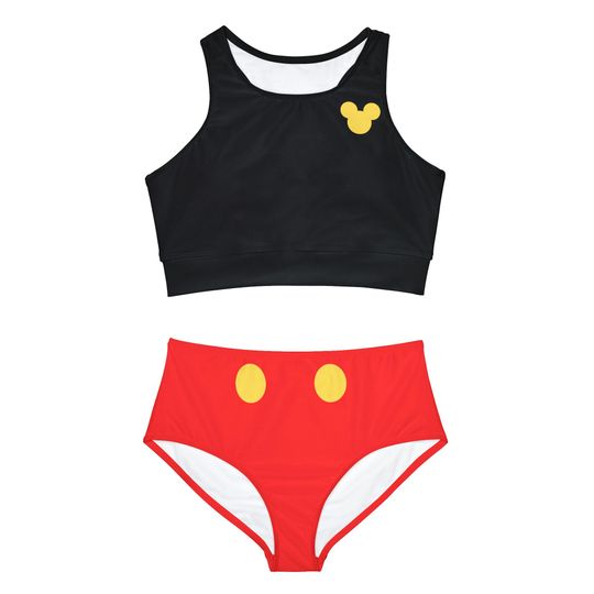 Bikini Set, Mickey Mouse inspired, Disney Swimsuit, Two Piece Swimwear, Cute Bathing Suit, Beach Vacation Outfit