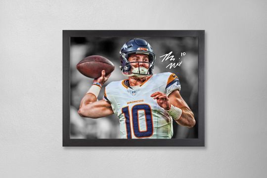 Bo Nix Denver Broncos Poster Art Autographed football