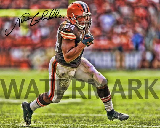 Nick Chubb Cleveland Browns Poster Art Autographed football