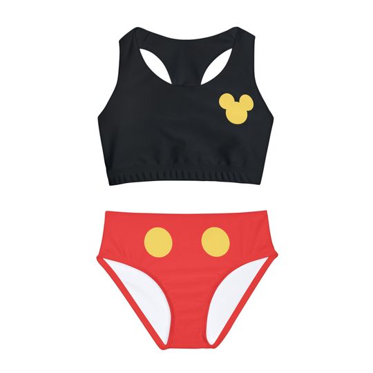 Kids Swimsuit, Mickey Mouse Inspired Two Piece Bathing Suit, Girls Swimwear, Disney Princess Pool Beach Wear, Children's Swim Set