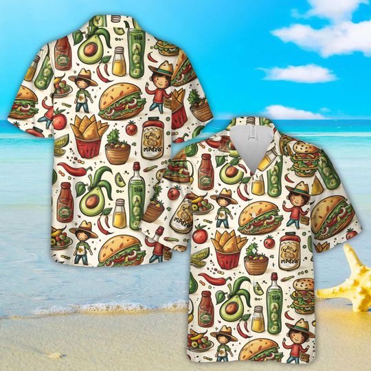 Mexican Food Cinco De Mayo Hawaiian Shirt, Mexico Celebration Button Up Shirt, Fiesta Party Shirt, Mexican Festival Shirt, Taco Lover Gift