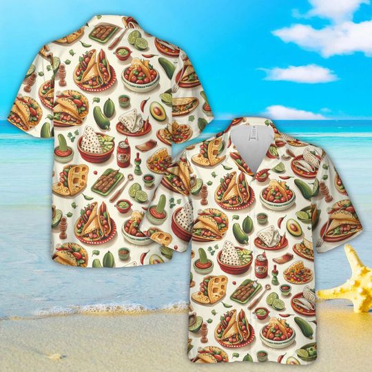Mexican Food Cinco De Mayo Hawaiian Shirt, Mexico Celebration Button Up Shirt, Fiesta Party Shirt, Mexican Festival Shirt, Taco Lover Gift