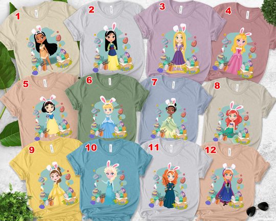 Disney Princess Easter Shirt, Bunny Girls Sweatshirt, Princess Belle Easter Day T-Shirt, Snow White Easter Tee, Spring Disneyland