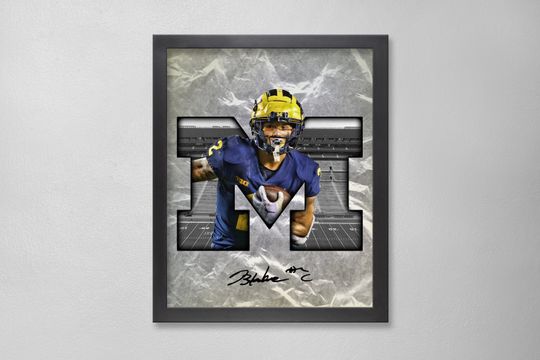 Blake Corum Michigan Wolverines Poster Art Autographed NCAA