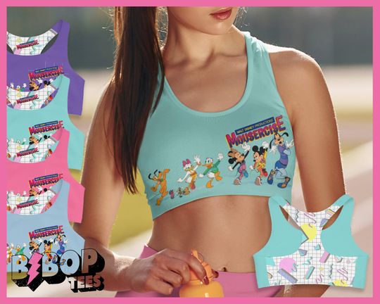 Mousercise Vintage Style 80's Workout Sports Bra