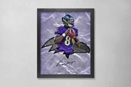 Lamar Jackson Baltimore Ravens Poster Art Autographed football