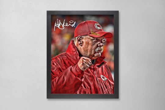 Andy Reid Kansas City Chiefs Poster Art Autographed football