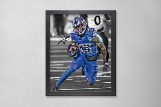 Jahmyr Gibbs Detroit Lions Poster Art Autographed football