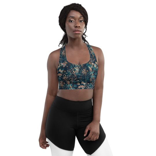 Royal Floral Longline Sports Bra