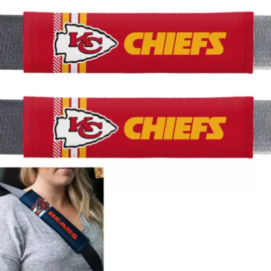 New football Kansas City Chiefs Car Truck Suv Van Rally Seat Belt Pads Covers Set