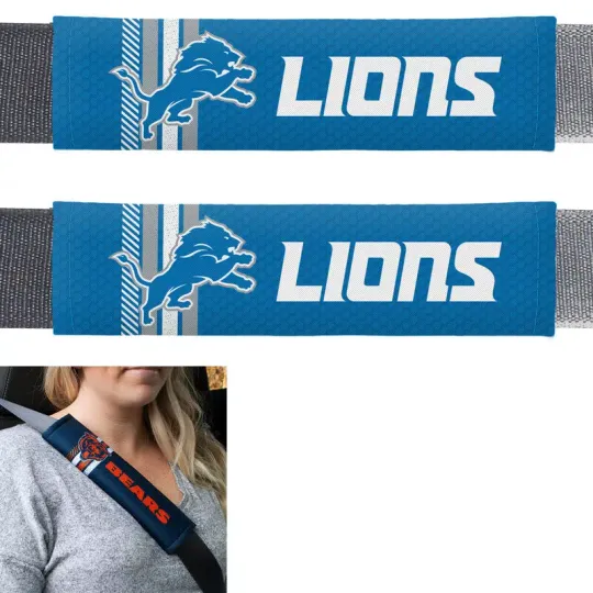 New football Detroit Lions Car Truck Suv Van Rally Seat Belt Pads Covers Set