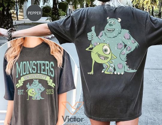 Vintage Monsters University Comfort Colors Two-Sided Shirt, Monster Inc Shirt, Mike Wazowski, Mike and Sully Shirt, Disney Family Trip Shirt