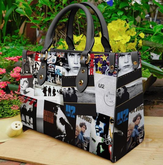 Vintage U2 Band Leather Handbag, U2 Band Woman Handbag, Music Band Leather Handbag