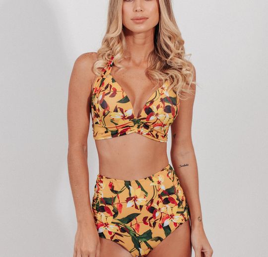Tummy Control Bathing Suits Modest High Waisted Bikini Sets Cute Halter 2 Piece Swimsuit