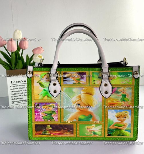 Tinker Bell Leather Handbag, Disney Tinker Bell Woman Leather Handbag