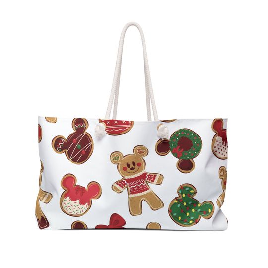 Disney Christmas Weekender Bag, Mickey Christmas Weekender Bag, Disney Christmas Cookies Tote Weekender Bag