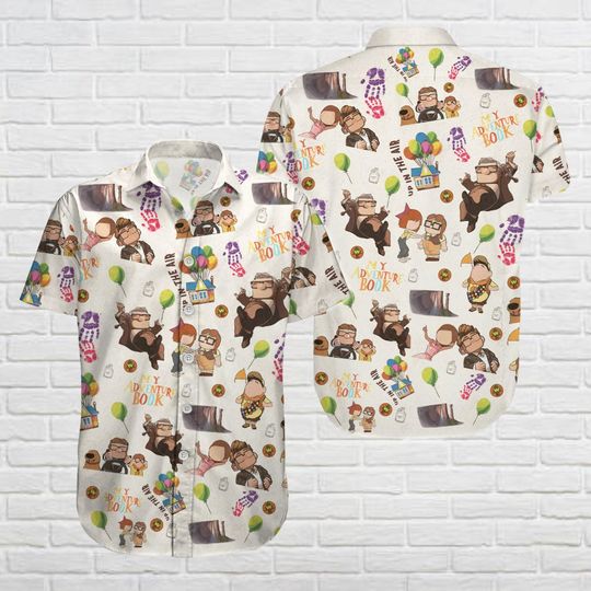 Carl And Ellie Hawaiian Shirt, Disney Couple Hawaiian Shirt, Disney Up Movie Hawaiian Shirt, Valentine's Day Hawaiian Shirt