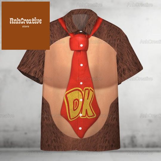 Donkey Kong Hawaiian Shirt, Super Mari0 Donkey Kong Cosplay Hawaiian Shirt, Donkey Kong Video Game Hawaiian Shirt