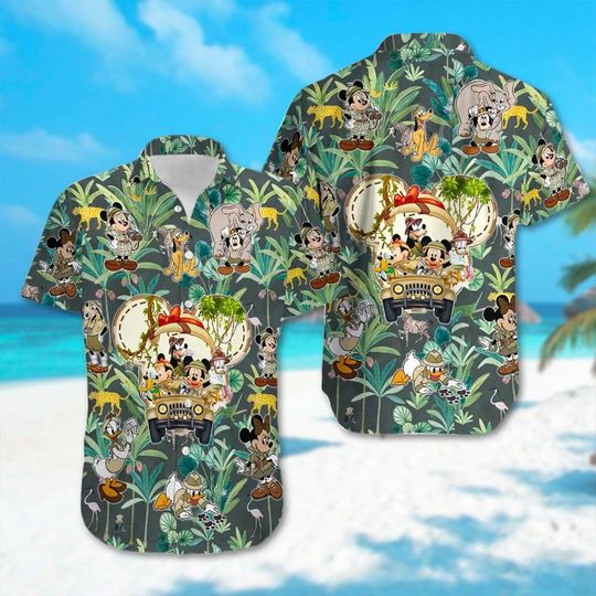 Disney Mickey and Friends Hawaiian Shirt, Jungle Cruise Mouse 3D Hawaii Shirt, Cartoon Character Hawaiian Shirt