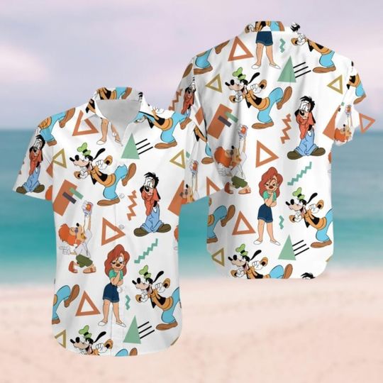 Max And Roxanne Hawaiian Shirt, A Goofy Movie Hawaiian Shirt, Disney Magic Kingdom Hawaiian Shirt