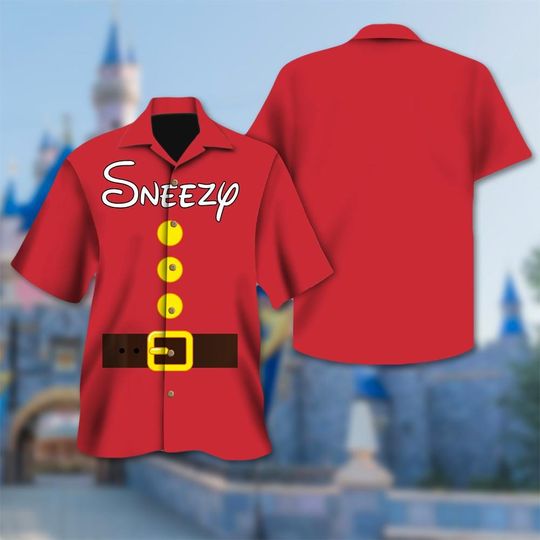 Sneezy Legend Dwarfs Inspired Costume Hawaiian Shirt, Disney Seven Dwarfs Cosplay Hawaiian Shirt
