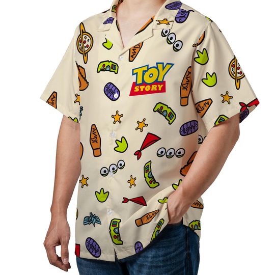 Disney Toy Story Group Characters Hawaiian Shirt, Pizza Planet Andy Buzz Lightyear Woody Hawaiian Shirt