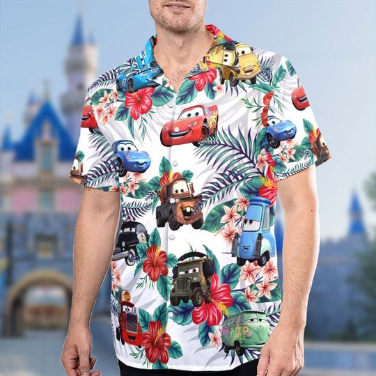 Disney Tow Truck 3D All Over Print Hawaiian Shirt, Car Town Hawaiian Shirt, Racing Car Story Hawaiian Shirt, Cartoon Car World Hawaiian Shirt