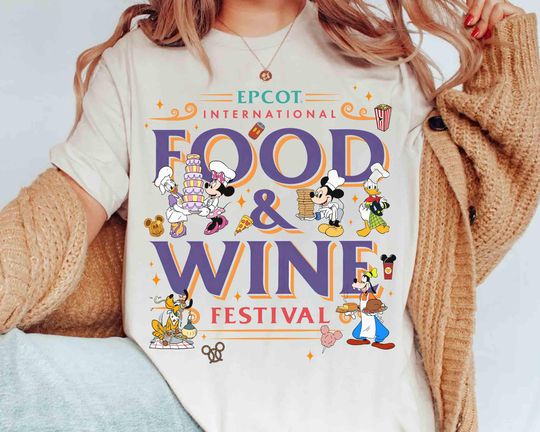 Disney EPCOT International Food & Wine Festival 2024 Shirt, Disney Mickey And Friends Chef Shirt, Drink And Snack, Disneyland Family Gift