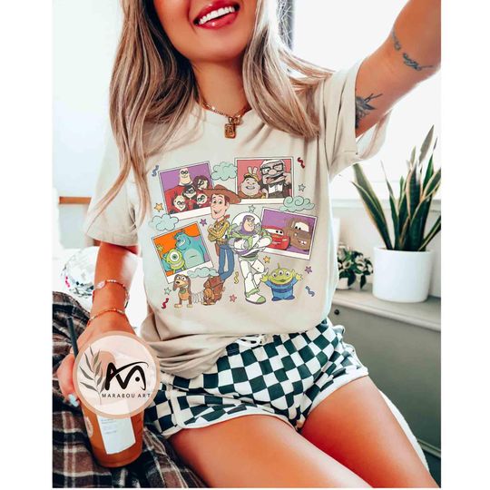 Disney Pixar Characters Photos Shirt, Pixar Fest 2025 Disneyland Polaroid Shirt, Toy Story Disney Up Incredible Pixar Family Disneyland Trip